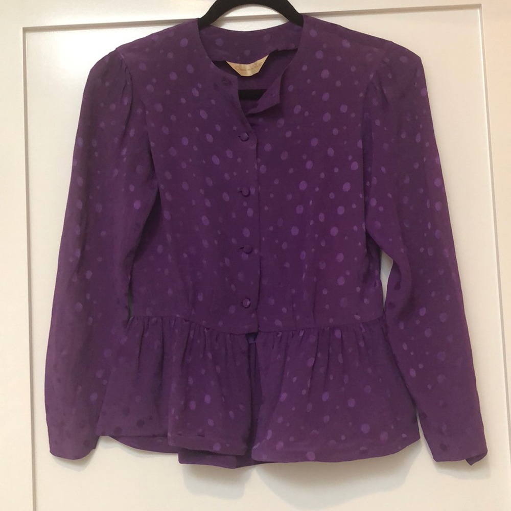 Oscar de la Renta Purple Polka Dot Top